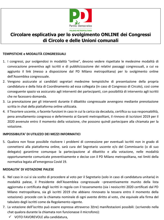 congressi online modalita svolgimento PD Milano